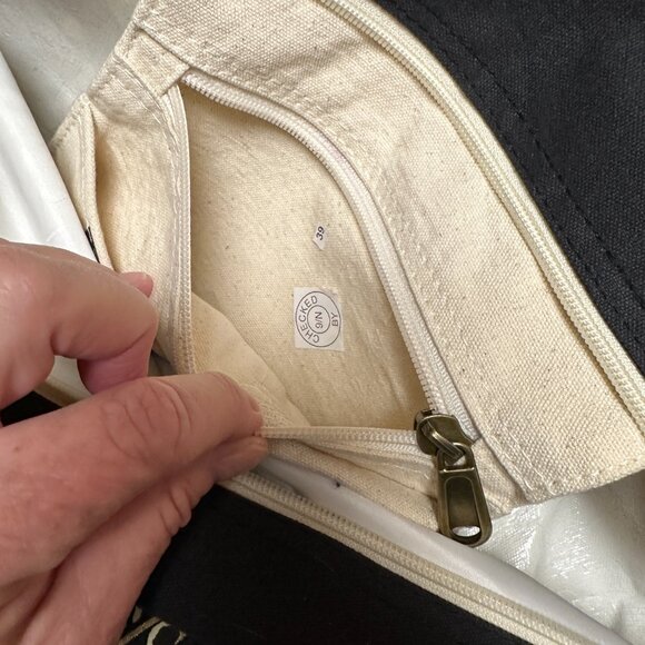 Laurel Burch Sun 'N Sand Extra Large Canvas Tote Top Zipped | Book Tote Bag Cats - Picture 14 of 15